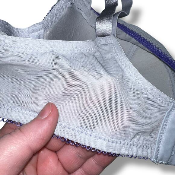 Adore Me Womens Balconette Bra Embroidered Floral Print Blue Lightly Lined 38DD - Picture 4 of 10